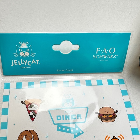 Authentic Jellycat Diner FAO Schwarz Playful Set Hamburger Box and Stickers - Picture 7 of 9